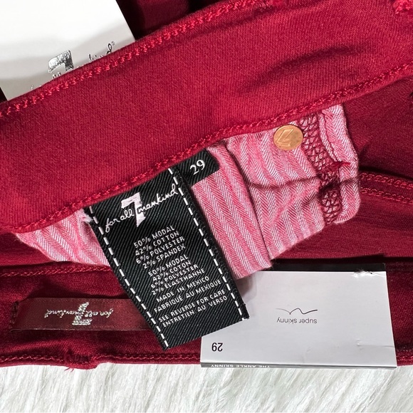 SOLD-NWT 7 For All Mankind {7FAM} Red Super Skinny Ankle Jeans - Picture 6 of 8